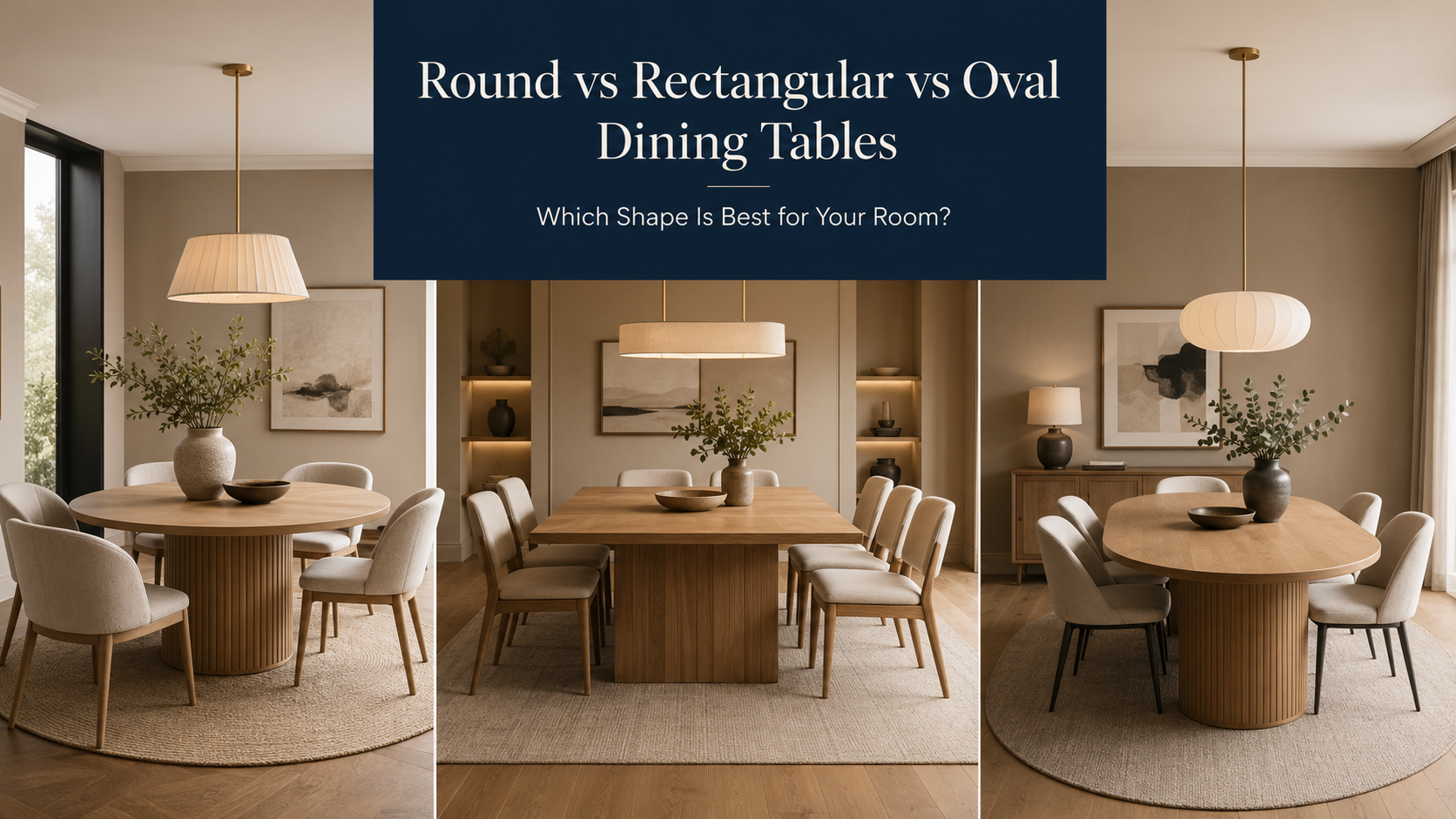 Round vs rectangular vs oval dining tables in three contemporary dining rooms