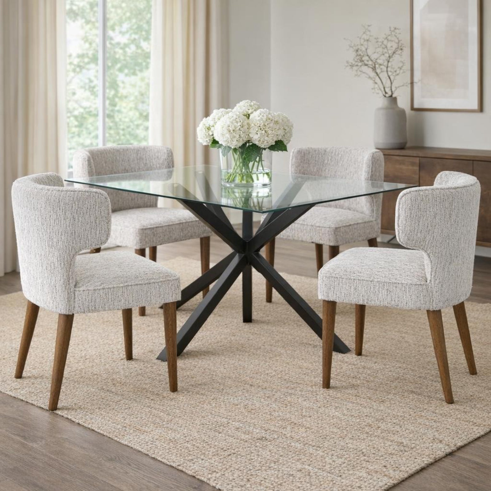 Mist upholstered dining chair in a modern dining style