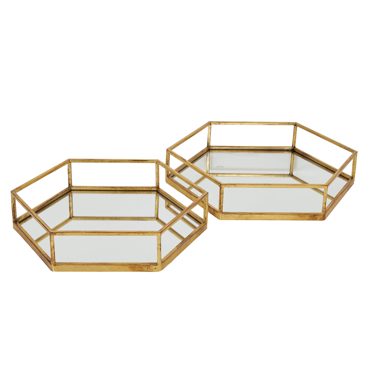 Gold Hexagon Set Of Two Trays — main product view