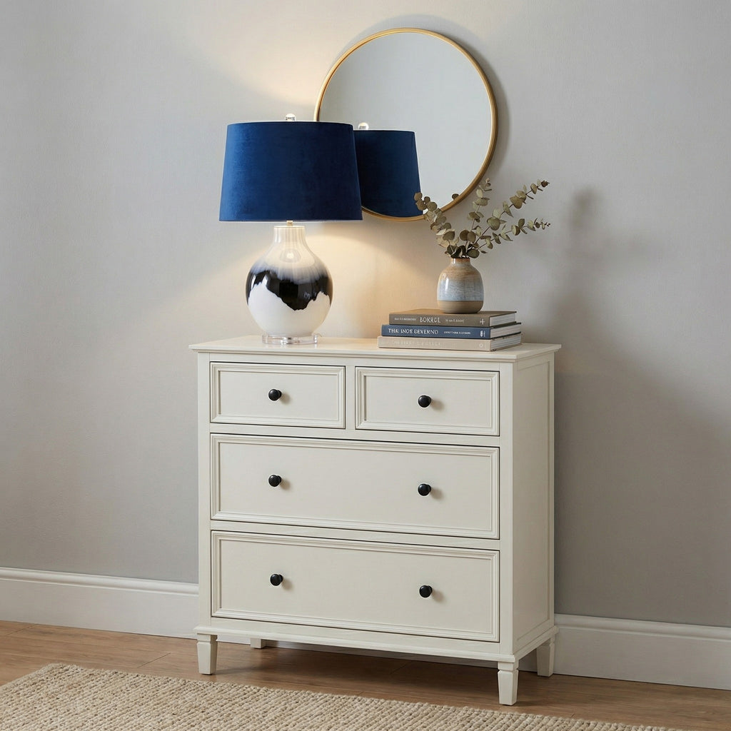Ice Shadows Table Lamp With Navy Blue Lampshade