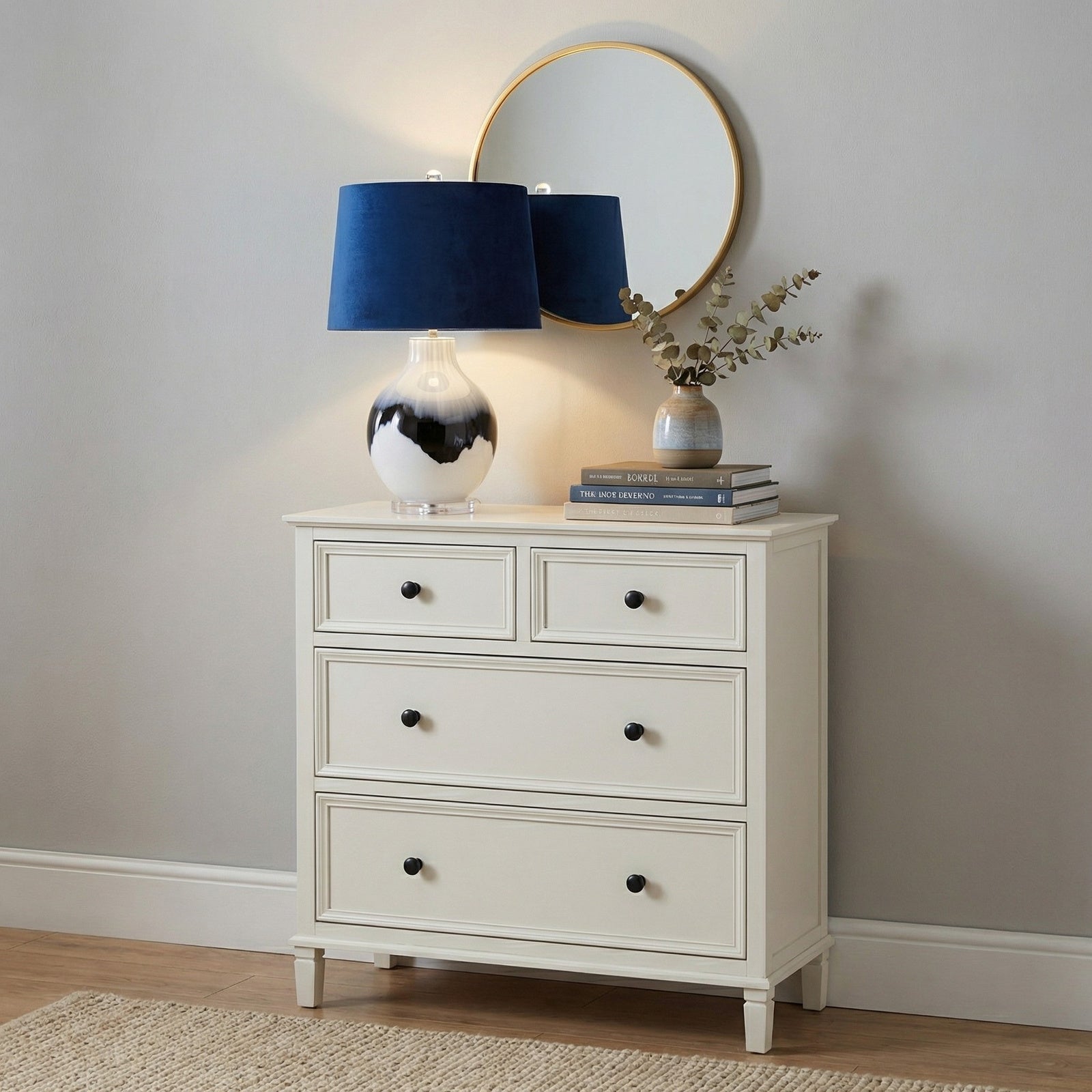 Ice Shadows Table Lamp With Navy Blue Lampshade