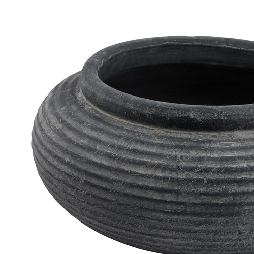Amalfi Grey Round Ribbed Planter — alternate product view