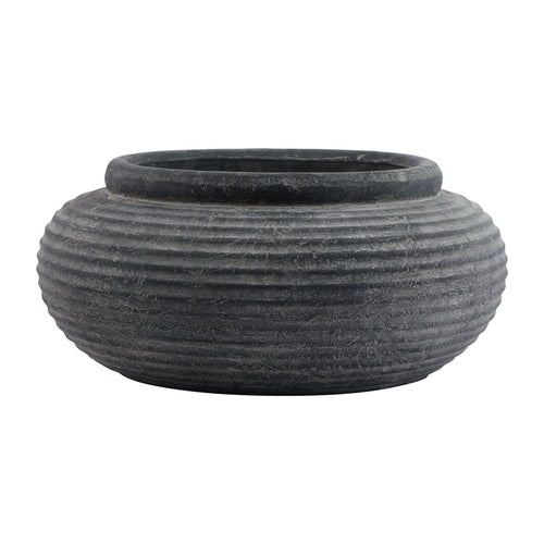 Amalfi Grey Round Ribbed Planter — main product view