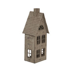 Tall Rustic Metal House Tealight With Glass Votive