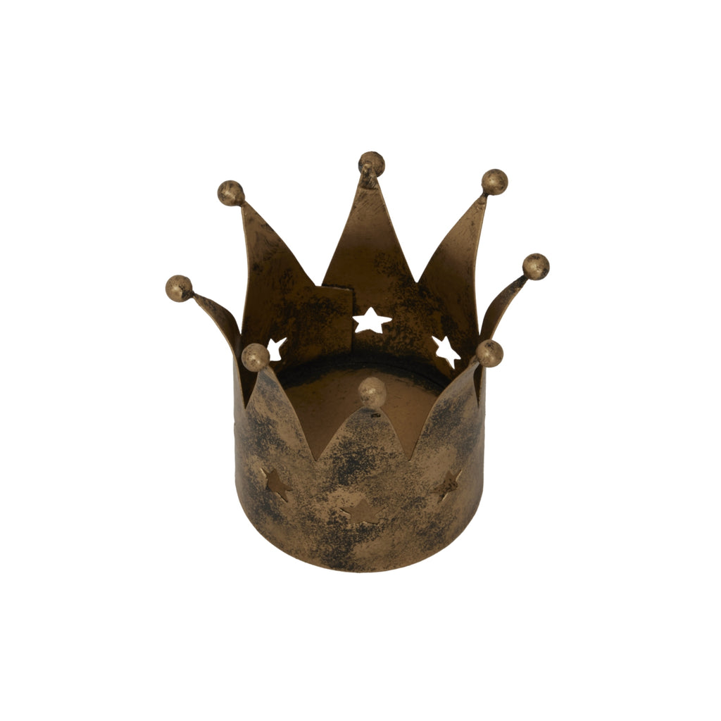 Antique Gold Crown Tealight Holder