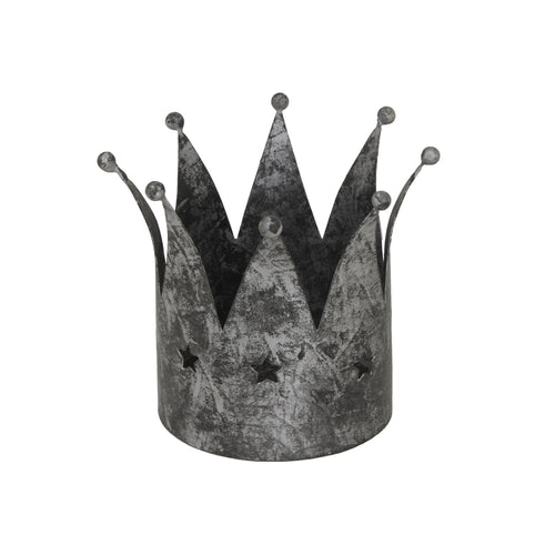 Antique Silver Crown Candle Holder