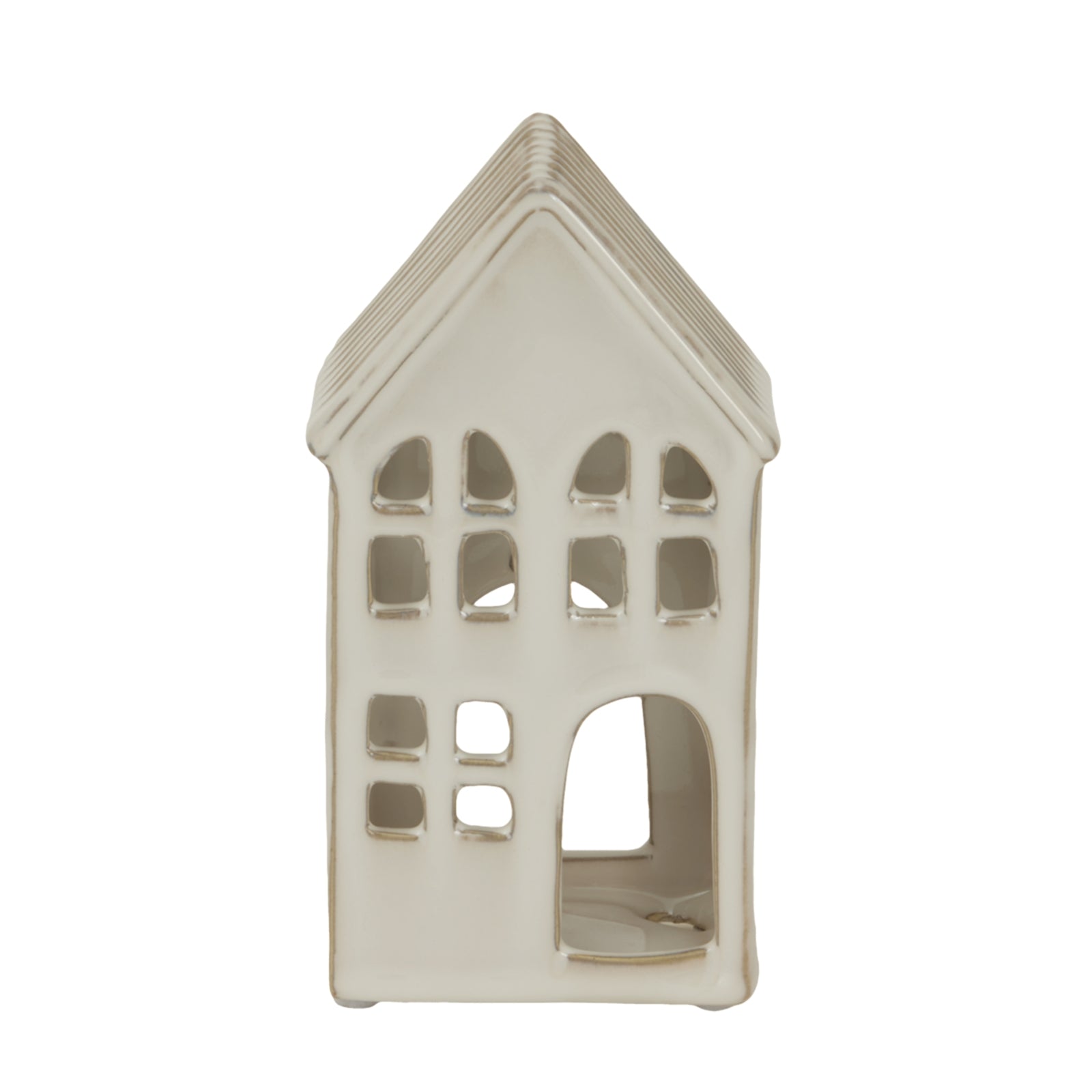 Large White Ceramic House Tea Light Holder
