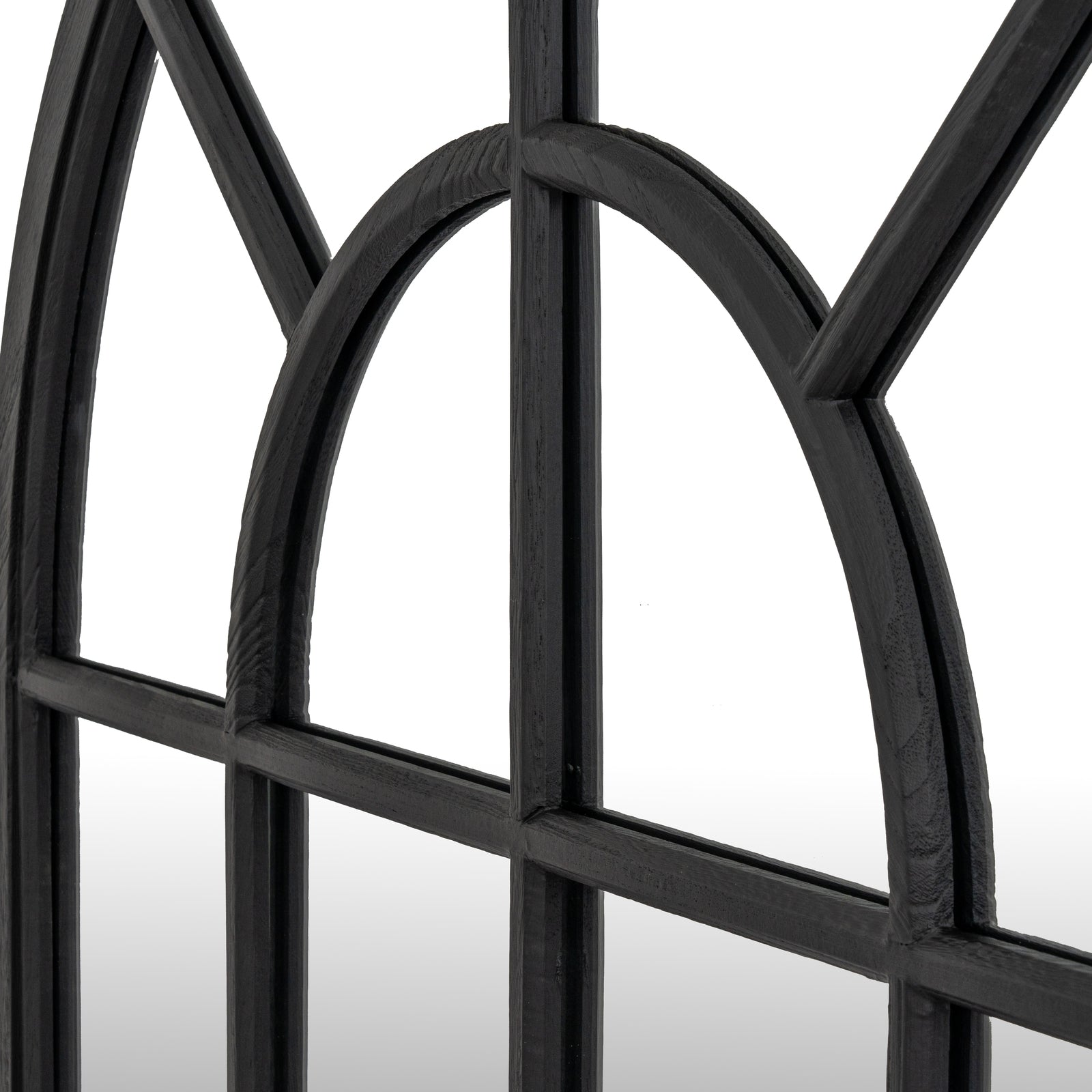 Black Wood Arched Window Mirror