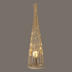 Large Conical Wicker Lantern With Glass Holder & LED Lights