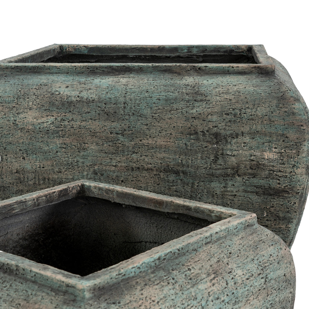 Verdan Square Drum Set Of 2 Planters