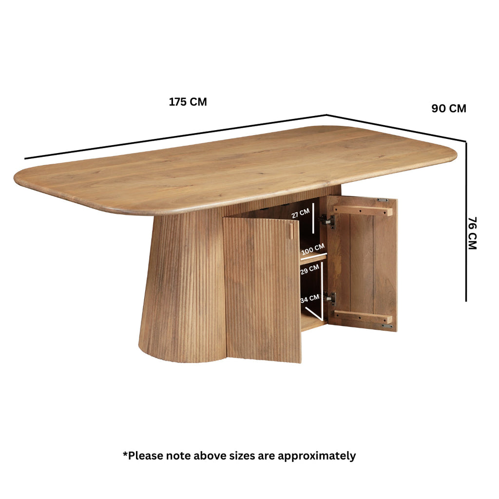 Austin Solid Wood 175cm Dining Table with Storage Sideboard