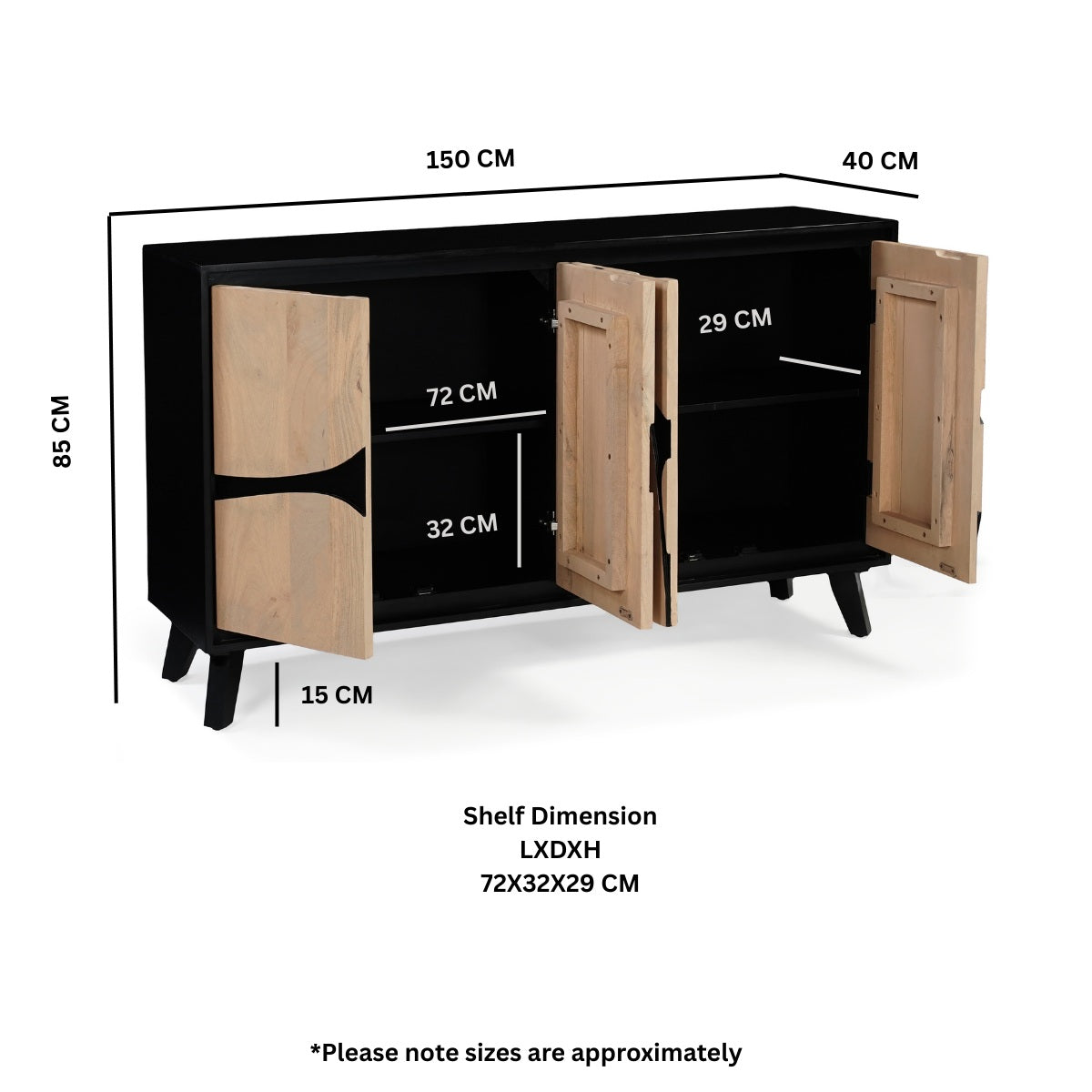 Boho Solid Wood Extra Large Sideboard
