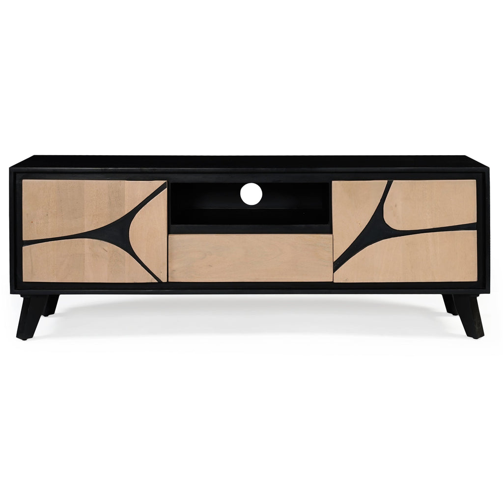 Boho Solid Wood Tv Cabinet With Wooden Legs