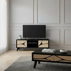 Boho Solid Wood Tv Cabinet With Wooden Legs