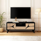 Boho Solid Wood Tv Cabinet With Wooden Legs