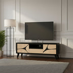 Boho Solid Wood Tv Cabinet With Wooden Legs