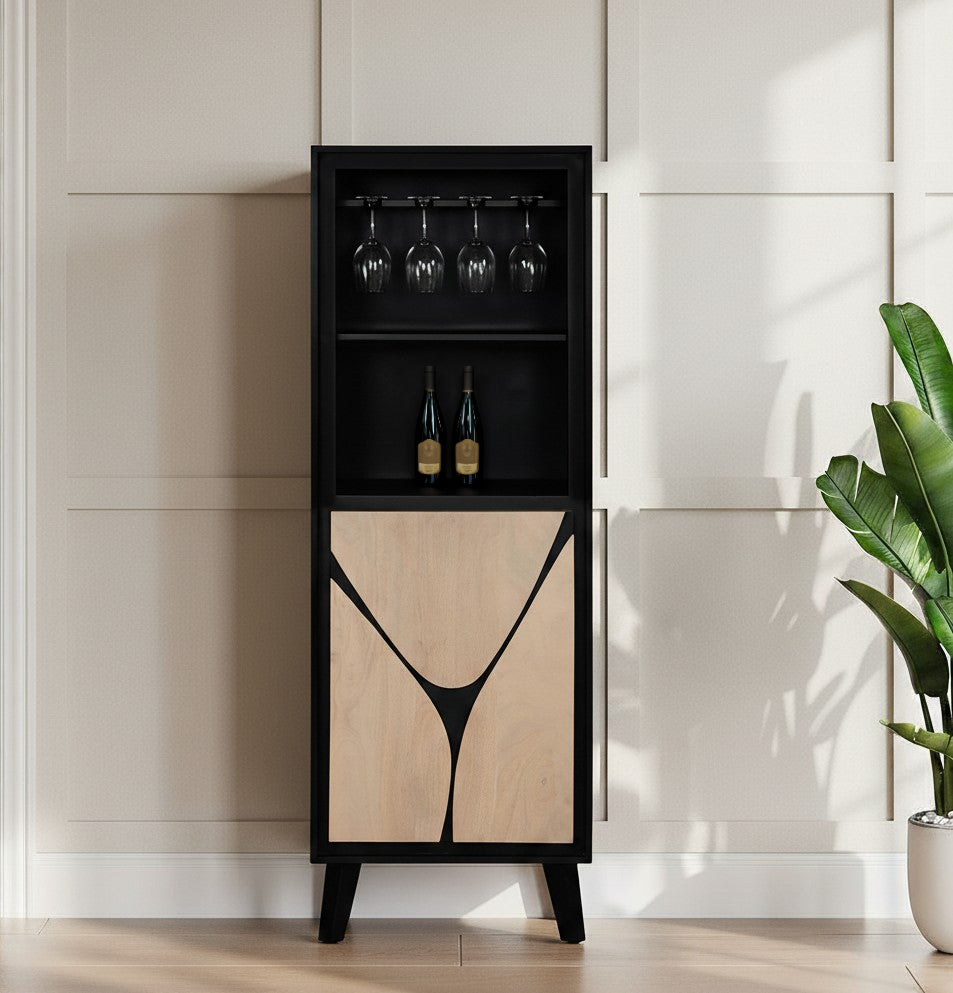 Boho Wooden Bookcase With 2 Doors — main product view