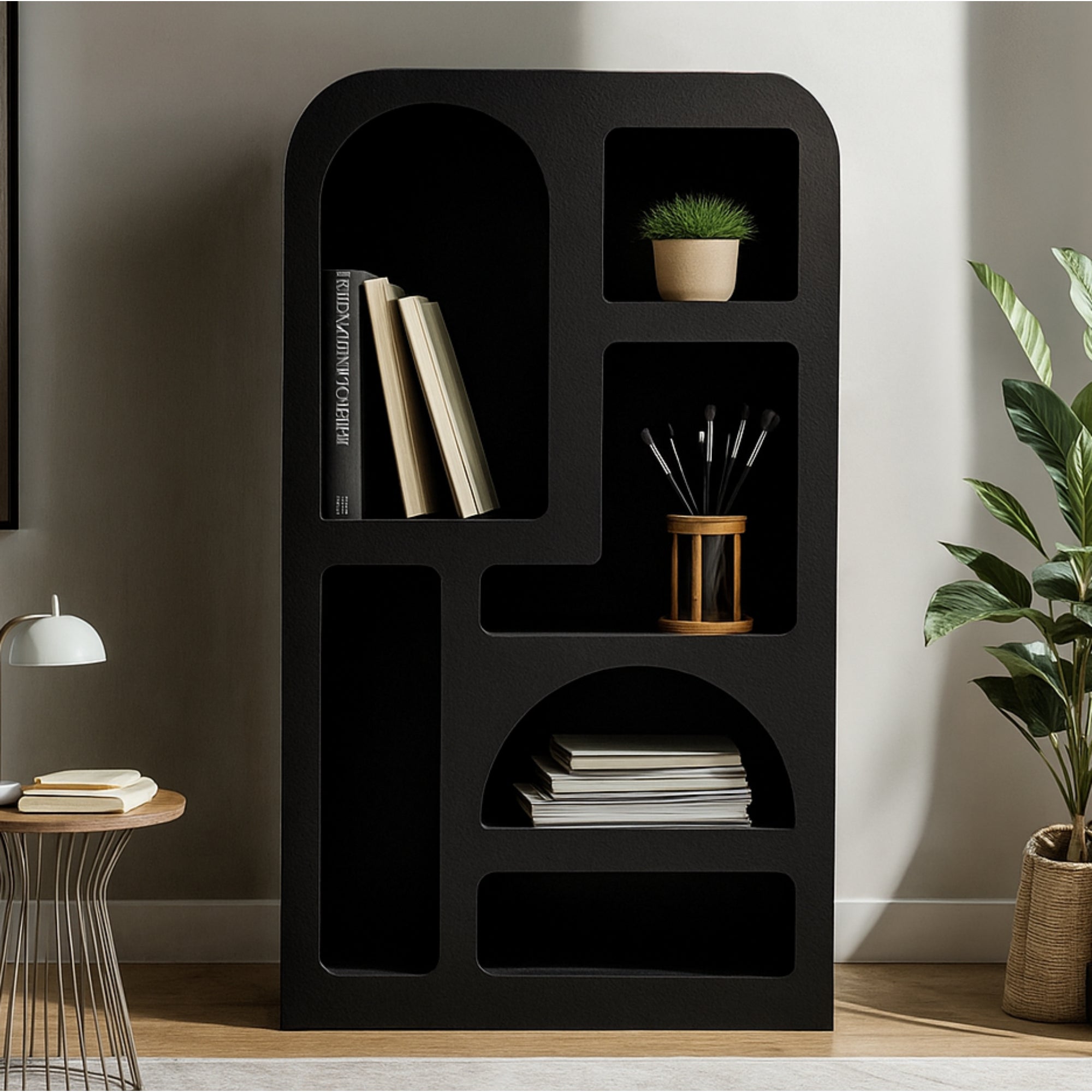 Mia Modern Tall Geometric Bookcase