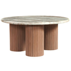 Ashford Round Marble Top with Wood Pedestal Coffee Table