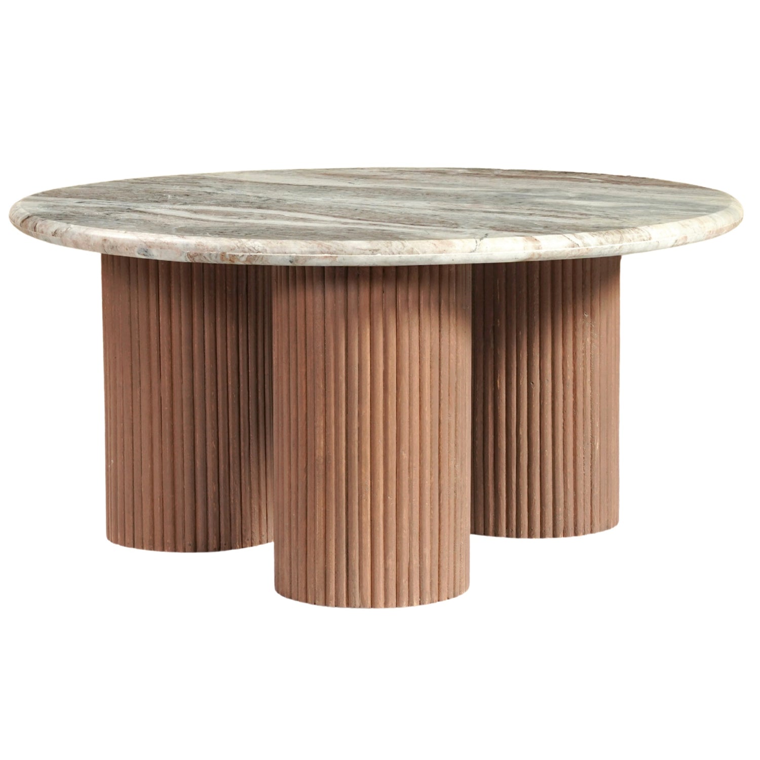 Ashford Round Marble Top with Wood Pedestal Coffee Table