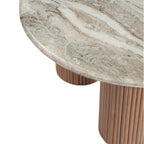 Ashford Round Marble Top with Wood Pedestal Coffee Table
