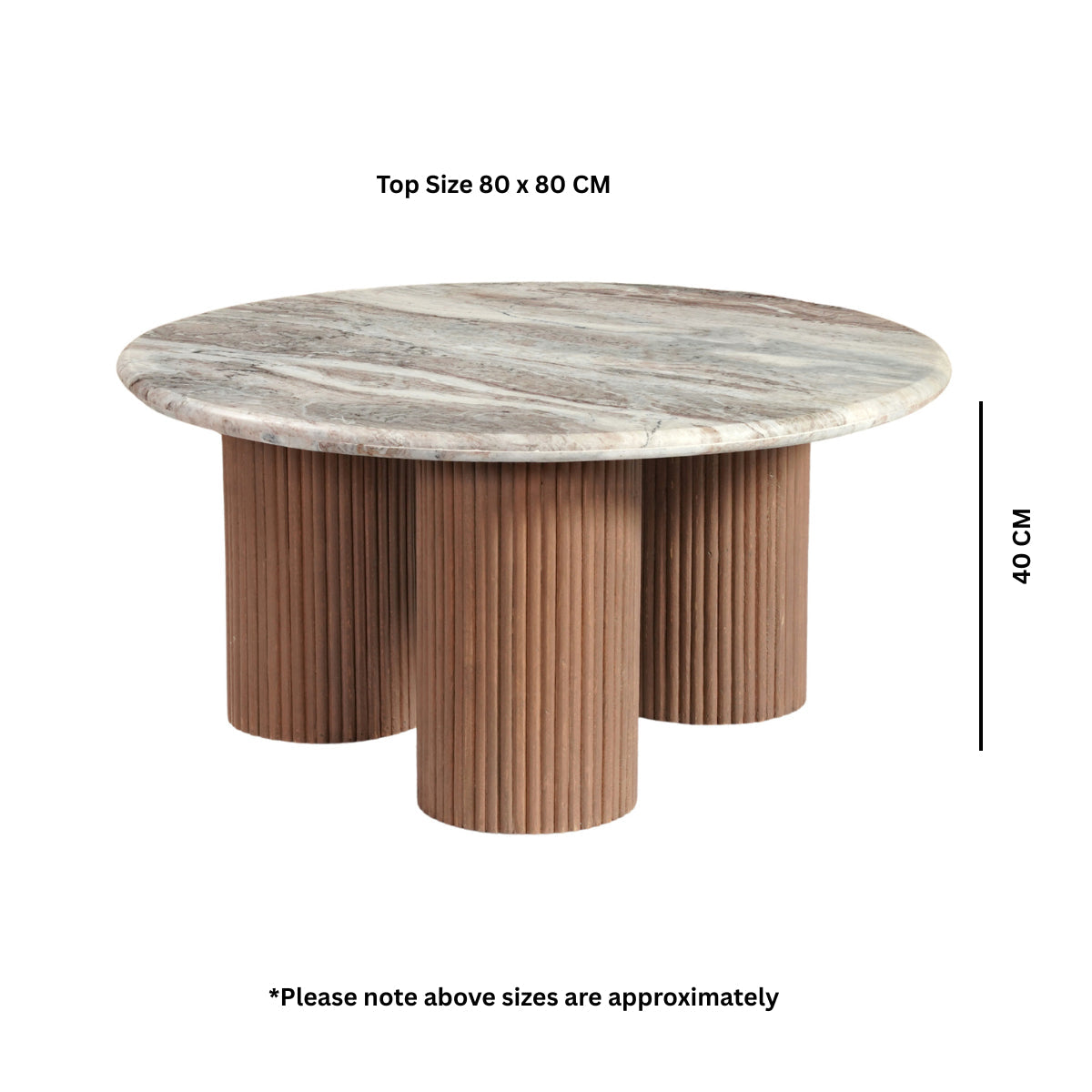 Ashford Round Marble Top with Wood Pedestal Coffee Table