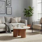 Ashford Round Marble Top with Wood Pedestal Coffee Table