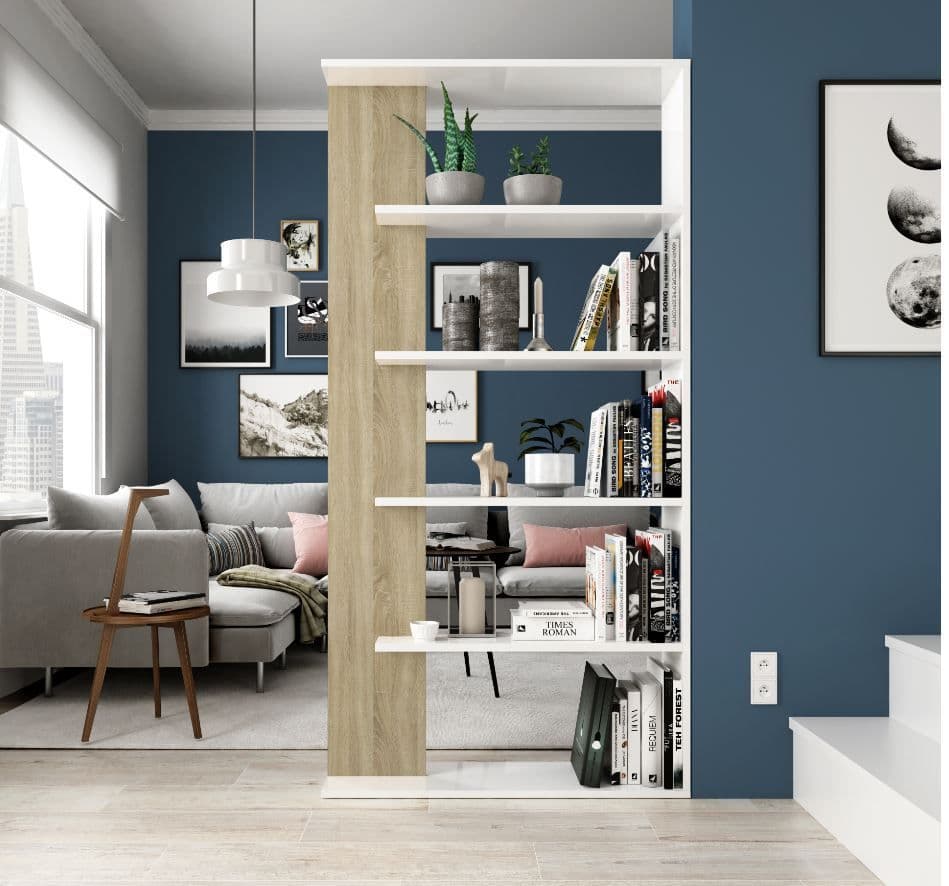 Adila White and Oak Effect Bookcase — side product view