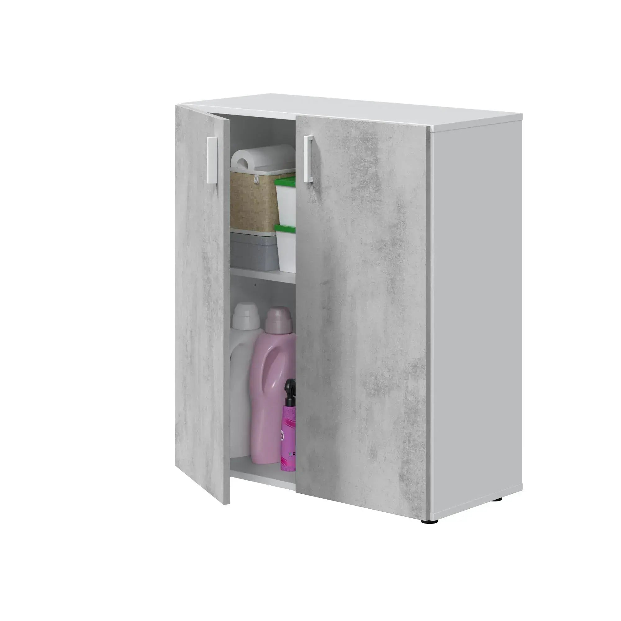 Alonso 2 Door Grey And White Wide Universal Wall Storage Cupboard
