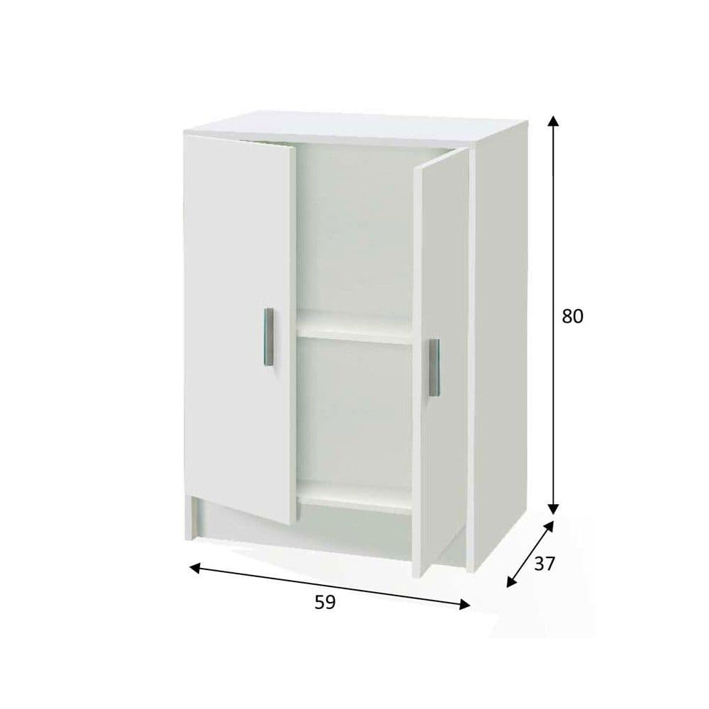 Alonso 2 Door White Universal Storage Cupboard — dimensions