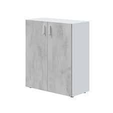 Alonso 2 Door Grey And White Wide Universal Wall Storage Cupboard — angled product view
