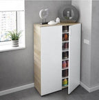 Alvaro White And Oak Effect 30 Pairs Shoe Cupboard Cabinet — front view