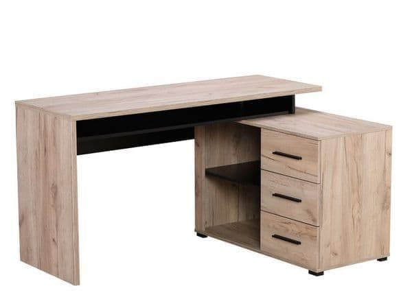 Amag Oak And Black Corner Desk — angled product view