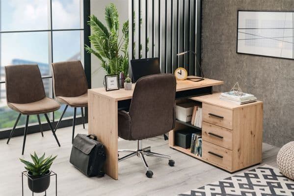 Amag Oak And Black Corner Desk — side product view