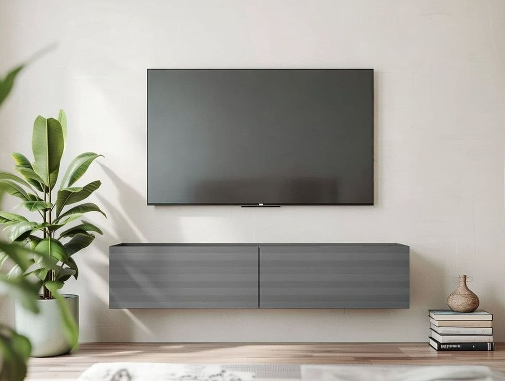 Amarentis Graphite Grey Wall Mounted Floating Wide TV Unit