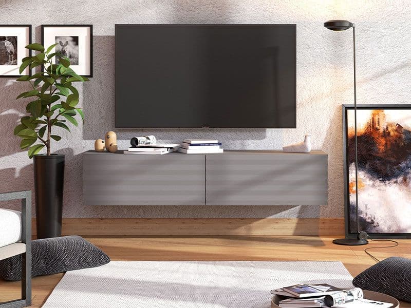 Amarentis Graphite Grey Wall Mounted Floating Wide TV Unit