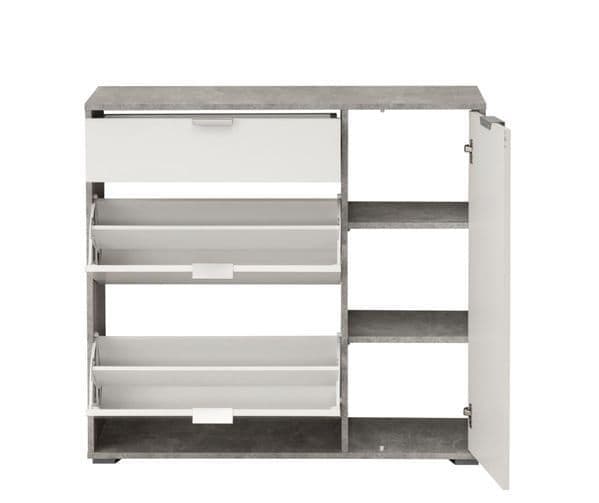 Arco Grey and White Shoe Cabinet — angled product view