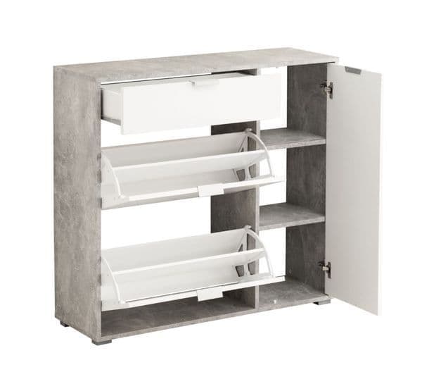 Arco Grey and White Shoe Cabinet — side product view