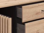 Asmara Oak Effect And Black 4 Drawer Sideboard
