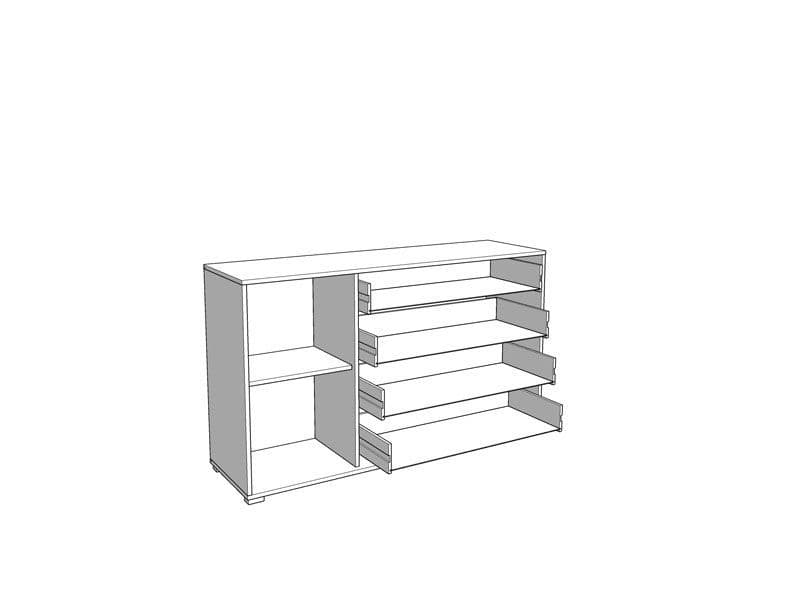Asmara Oak Effect And Black 4 Drawer Sideboard — alternate side view