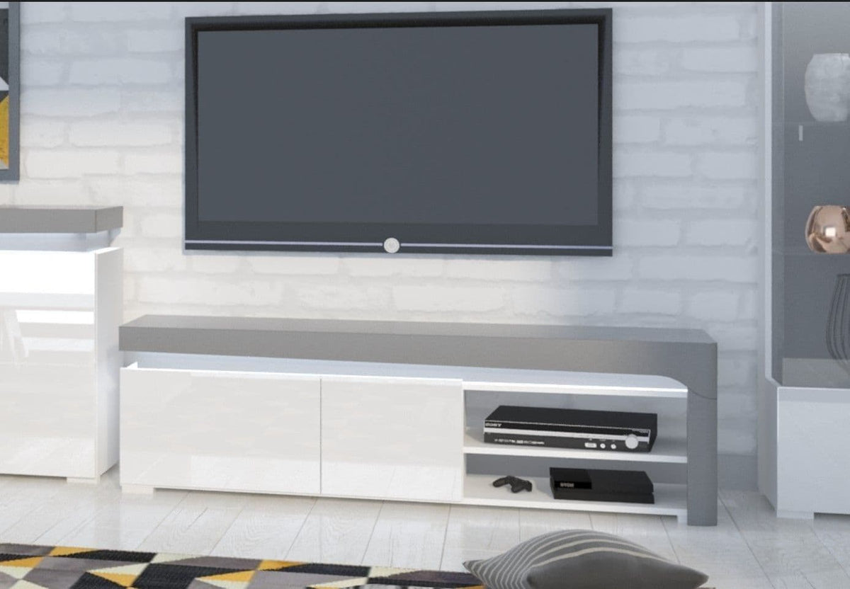Athens Grey And White Gloss TV Unit — alternate side view