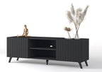 Atlantis Matte Black Large TV Cabinet — angled view
