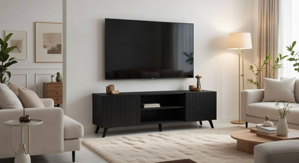 Atlantis Matte Black Large TV Cabinet