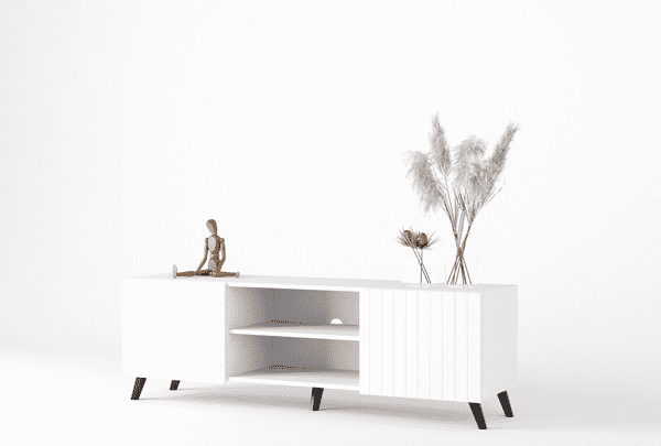 Atlantis Matte White Large TV Cabinet — straight product view