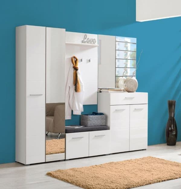 Beny White Gloss Hallway Storage — side product view