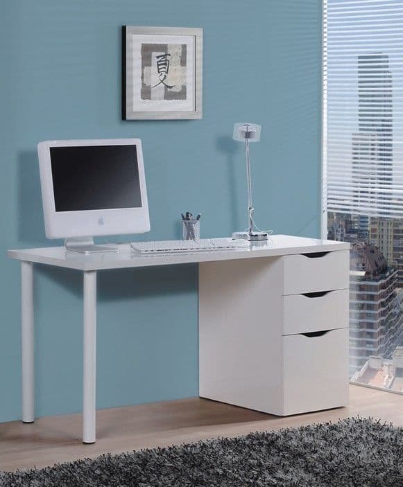 Blanco Arctic White Desk With Drawers and Cupboard