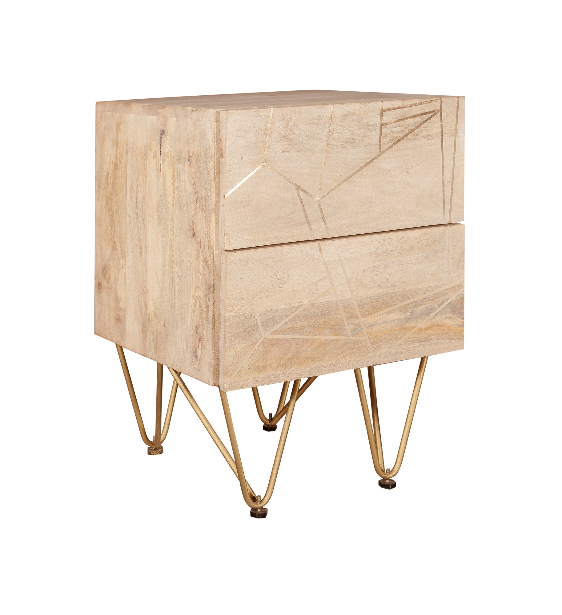Light Gold 2 Drawer Side Table