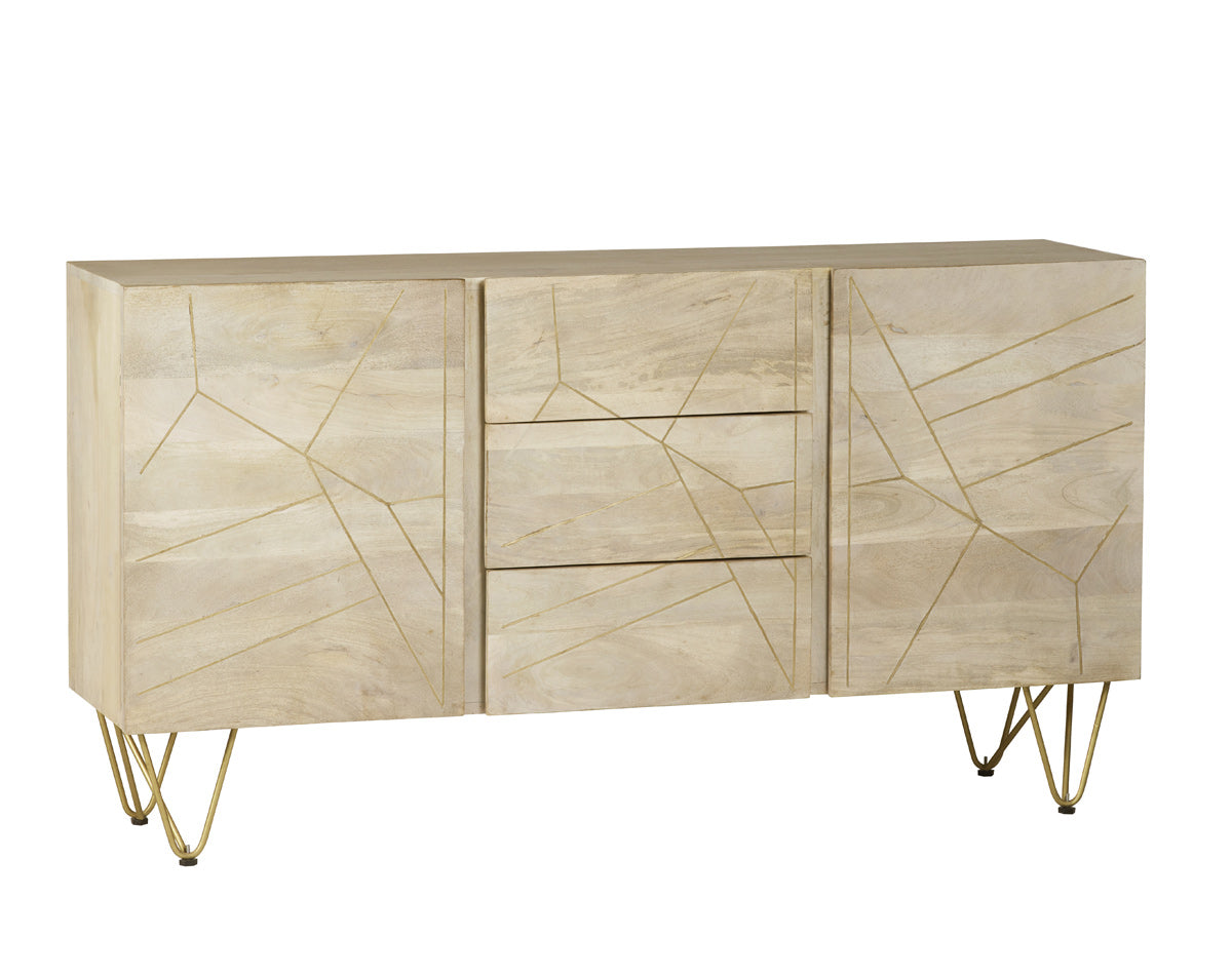 Light Gold Extra Large Sideboard 3 Drawers and 2 Doors — alternate product view