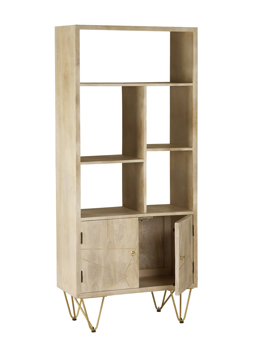 Light Gold Large Bookcase 2 Door — angled product view