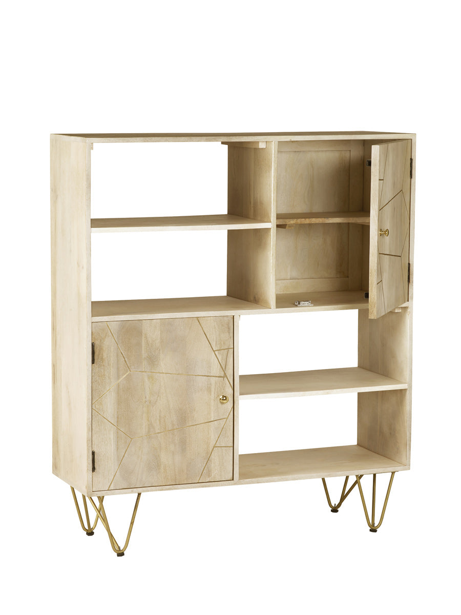 Light Gold Display Cabinet — angled product view